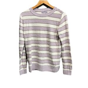 BarefootDreams Violet CozyChic Lite Lurex Stripe Pullover Women's Sweater Size S
